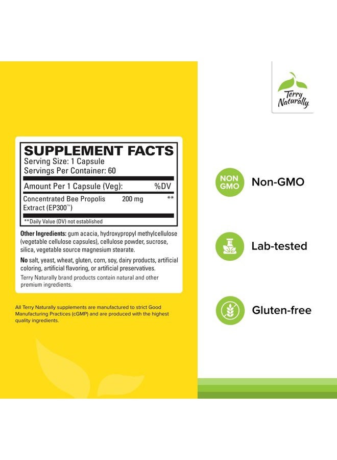 Terry Naturally مستخلص البروبوليس EP300 - مكمل دعم الجهاز التنفسي والمناعي - مكمل للأطفال والبالغين مع مستخلص البروبوليس من النحل - 60 كبسولة - Image 2