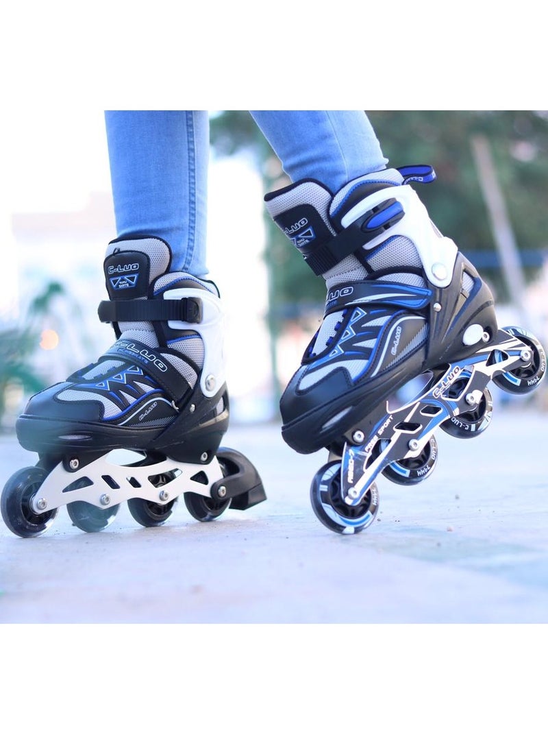 Loquat Adjustable Inline Roller Skate Shoes S Blue Black