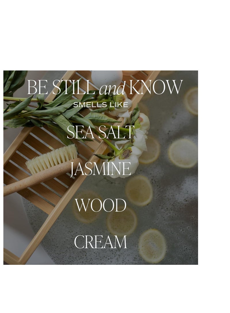 Sweet Water Decor Sweet Water Decor, Be Still and Know, Sea Salt, Jasmine, Cream, and Wood Scented Soy Wax Candle for Home | 9oz Clear Jar, 40 Hour Burn Time, Made in the USA - Image 5