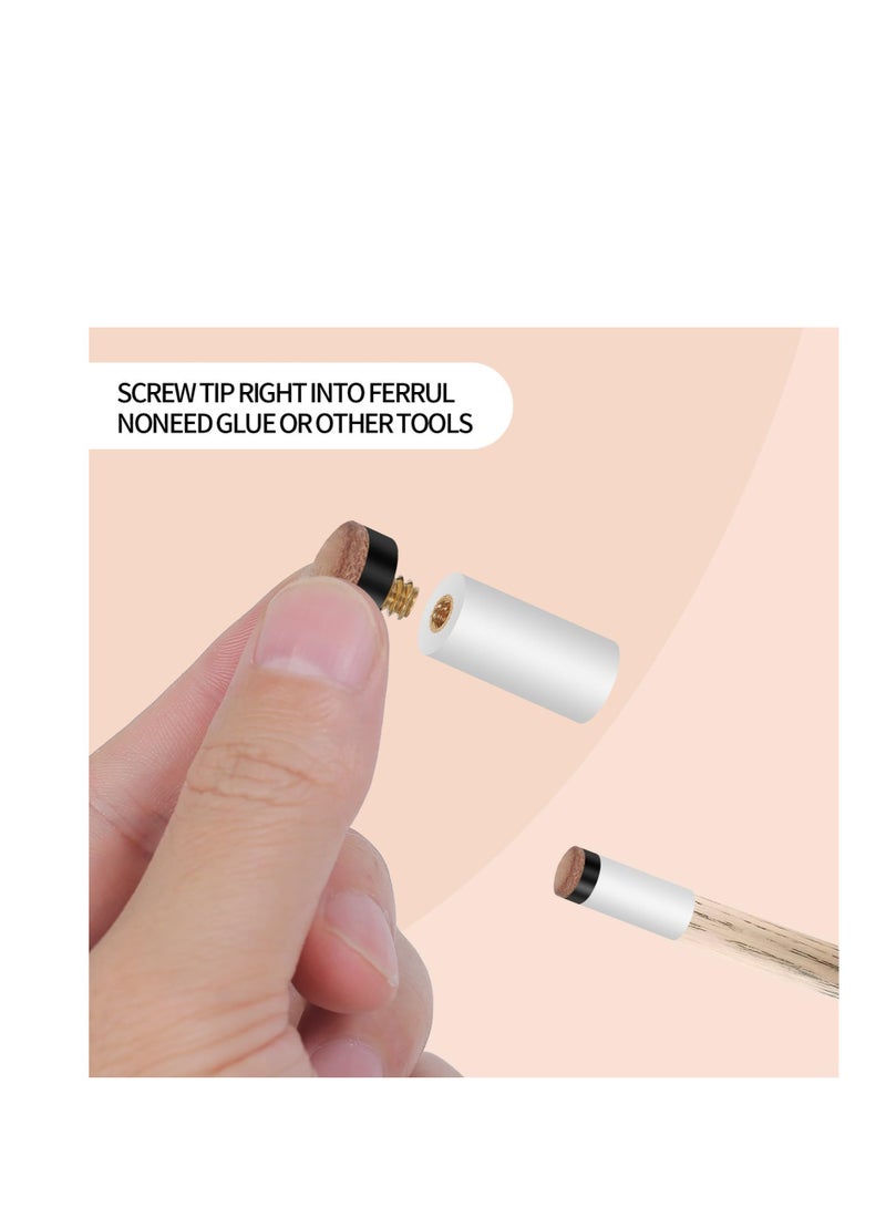 SOLARAE Billiard Pool Cue Tips, 20 Pcs 13mm White Pool Cue Tips Replacement Kit, Screw on Cue Tips Hard Leather Replacement (Brown) - Image 2