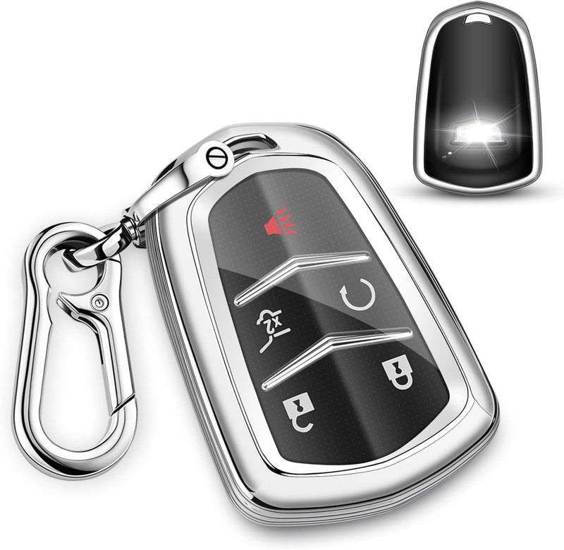 QBUC Cadillac Key Fob Cover - Silver - Image 1
