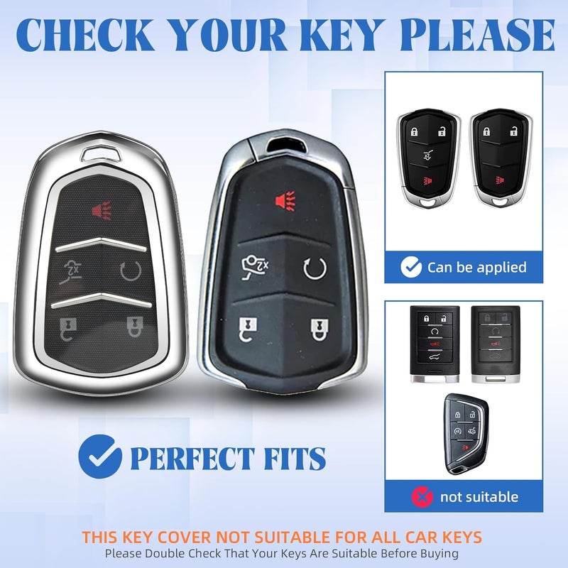 QBUC Cadillac Key Fob Cover - Silver - Image 2