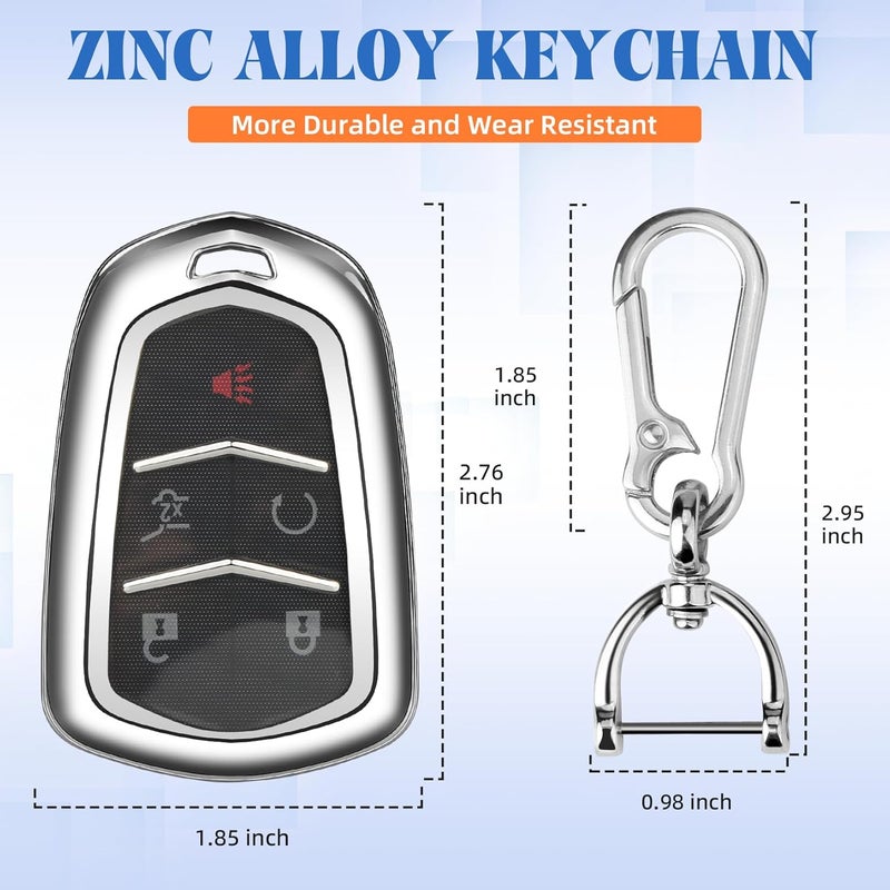 QBUC Cadillac Key Fob Cover - Silver - Image 3