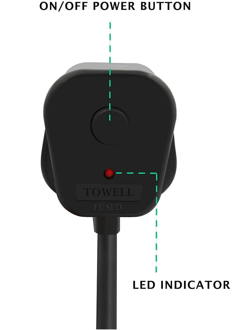 S-TEK - S-TEK 1.8 Mtr Desktop Power Cord with  Off and On Button,  Pure Copper Wire, 3 Pin Connector, For Computers, TVs, Monitors, & More - Image 1