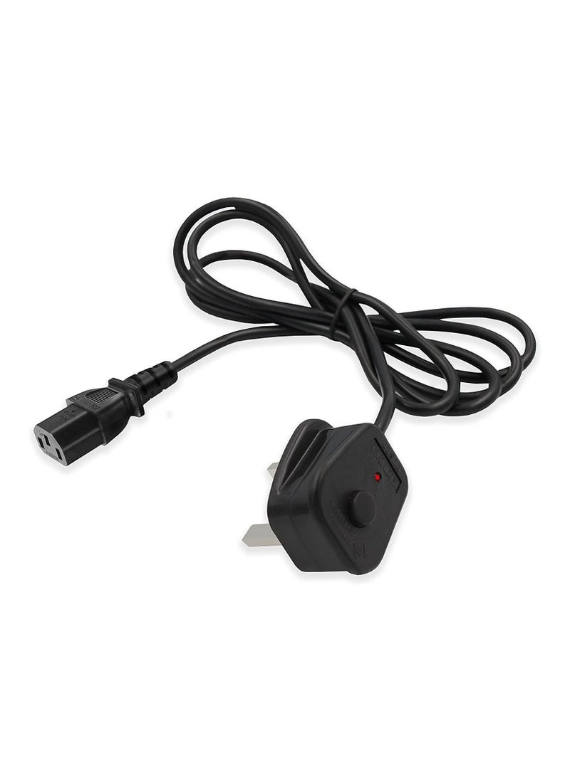 S-TEK - S-TEK 1.8 Mtr Desktop Power Cord with  Off and On Button,  Pure Copper Wire, 3 Pin Connector, For Computers, TVs, Monitors, & More - Image 1