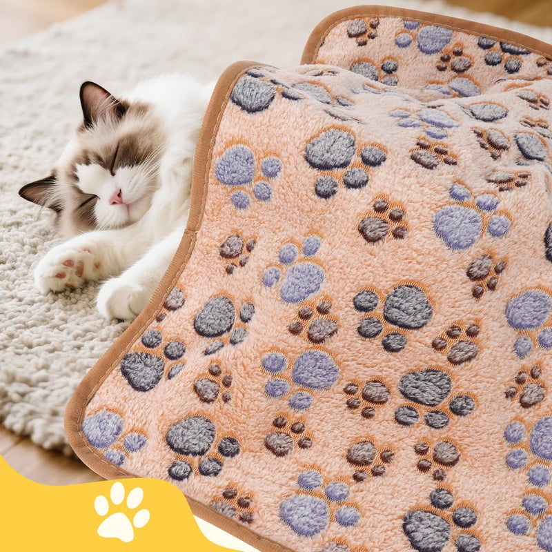 Vowanop 4 Pack Premium Soft Pet Blankets Washable, 23" x 16" Flannel Blankets for Dog Puppy Cat, Brown/Pink/White/Coffee - Image 3
