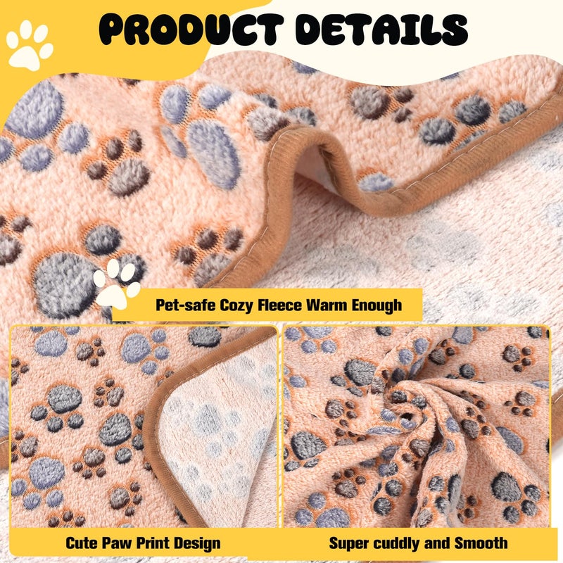 Vowanop 4 Pack Premium Soft Pet Blankets Washable, 23" x 16" Flannel Blankets for Dog Puppy Cat, Brown/Pink/White/Coffee - Image 2