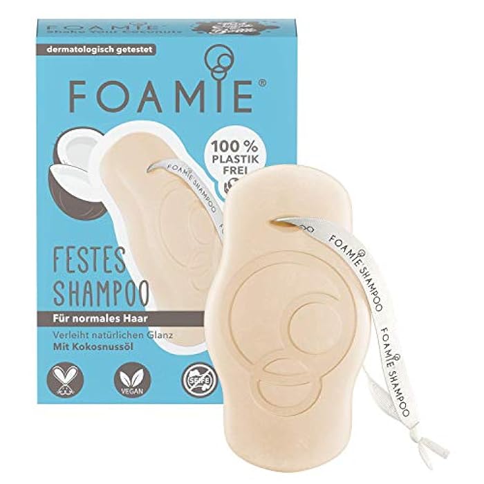 Foamie Solid Shampoo, Normal Hair & Curls with Coconut Oil, Hair Shampoo for Natural Shine 100% Vegan, Plastic-Free, 80 g - Image 1