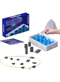NIBEMINENT Magnetic Chess Game set with Rocks,Fun Table Top Multiplayer Stones,Kluster Magnet Sponge Groove/Rope,Magnet Game,Cluster for Kids Adult Board Games (B)  - Image 1