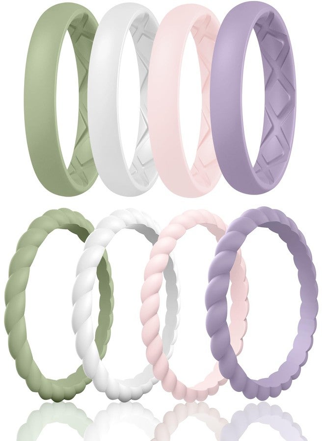Egnaro Women's Bridal Rings Sets, Inner Arc Ergonomic Breathable Design Silicone Rubber Wedding Bands, 7.5-8, Silicone, No Gemstone - Image 1