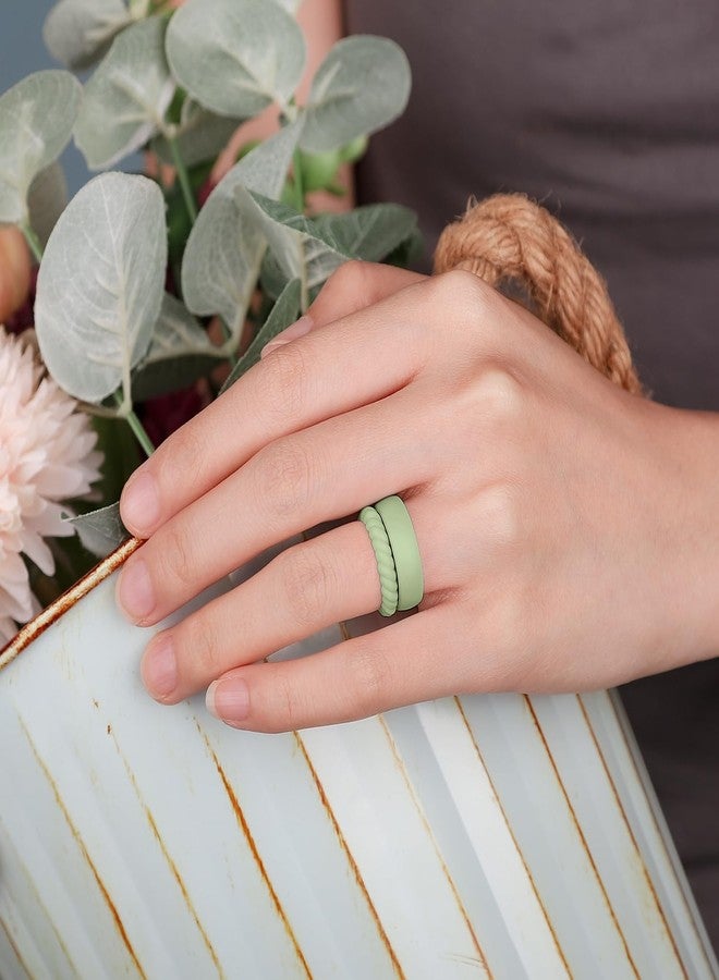 Egnaro Women's Bridal Rings Sets, Inner Arc Ergonomic Breathable Design Silicone Rubber Wedding Bands, 7.5-8, Silicone, No Gemstone - Image 3