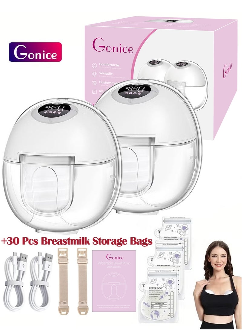 جونيس مضخة للسيدات جونيس، يمكن ارتداؤها، بدون استخدام اليدين، كهربائية مع 4 أوضاع و9 مستويات، مضخة  لاسلكية بدون استخدام اليدين، عبوتان - Image 1