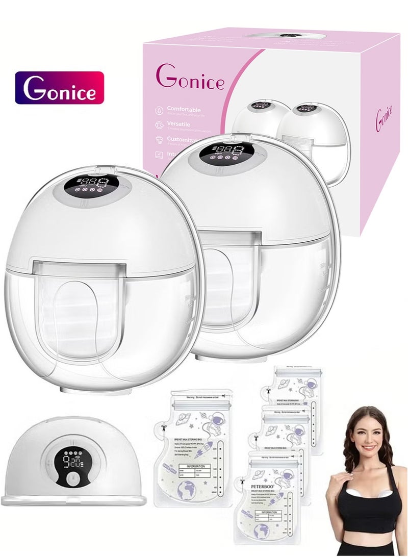 Gonice Wireless, Wearable, Hands Free Electric Breast Pump With 4 Mode And 9 Levels, 2 Pieces - Image 1