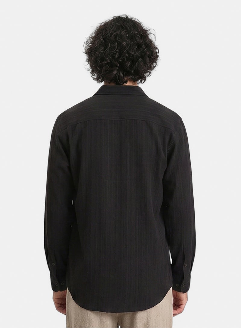 RAVIN Men Self Textured Long Sleeves Summer Shirt - Image 2