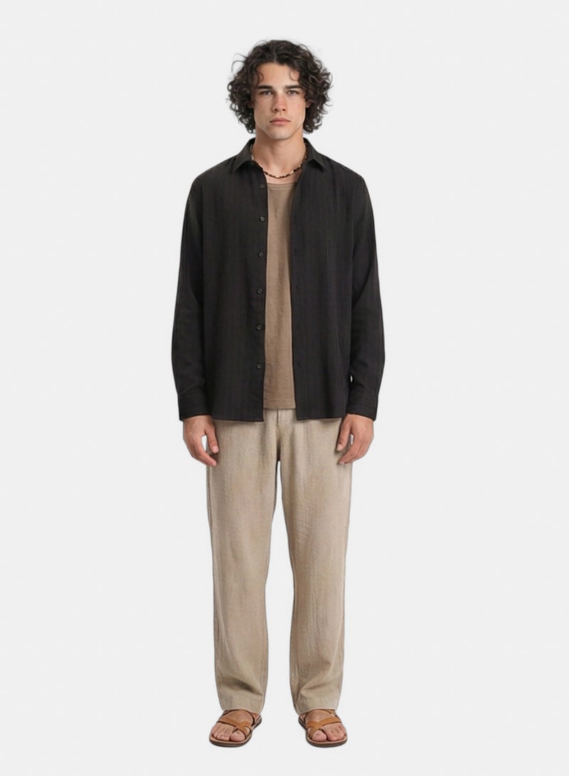 RAVIN Men Self Textured Long Sleeves Summer Shirt - Image 4