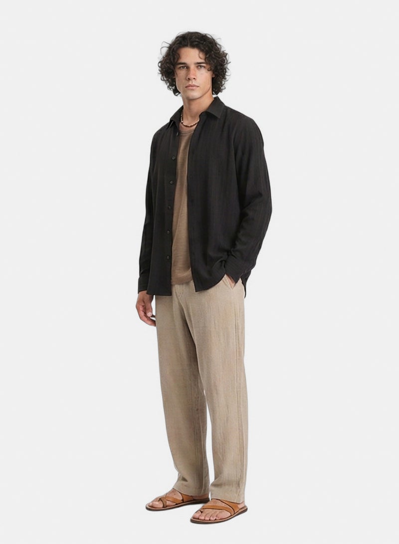 RAVIN Men Self Textured Long Sleeves Summer Shirt - Image 5