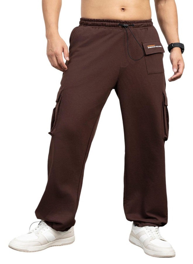 Hubberholme Men's Brown Cotton Blend Printed Full Length Cargo Regular Fit Trouser - Image 5