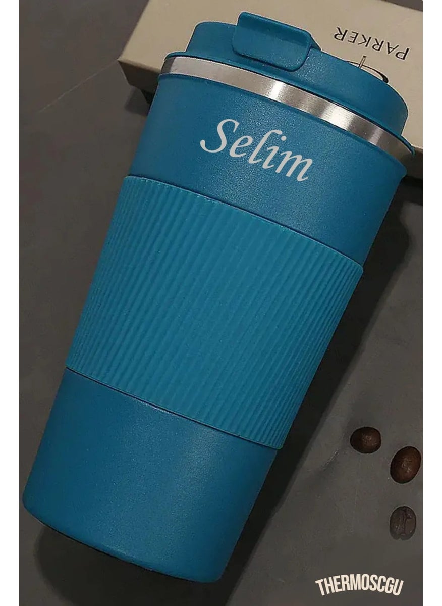 Megame - 500 ml Personalized Black Thermos Mug, Tea Coffee Camping Thermos, Double Layer Stainless Steel Car Thermos - Image 1
