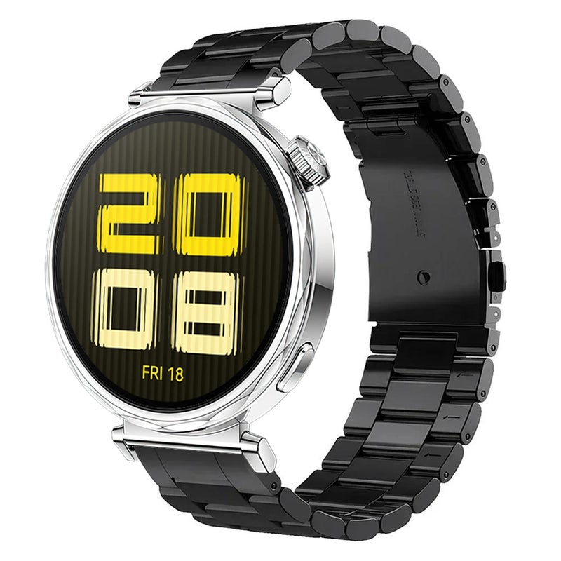 إيروريكس لساعة هواوي جي تي 5 41 مم، سوار ساعة من الفولاذ المقاوم للصدأ بثلاث حبات ومشبك منحني مسطح مقاس 41 مم (أسود) - Image 1