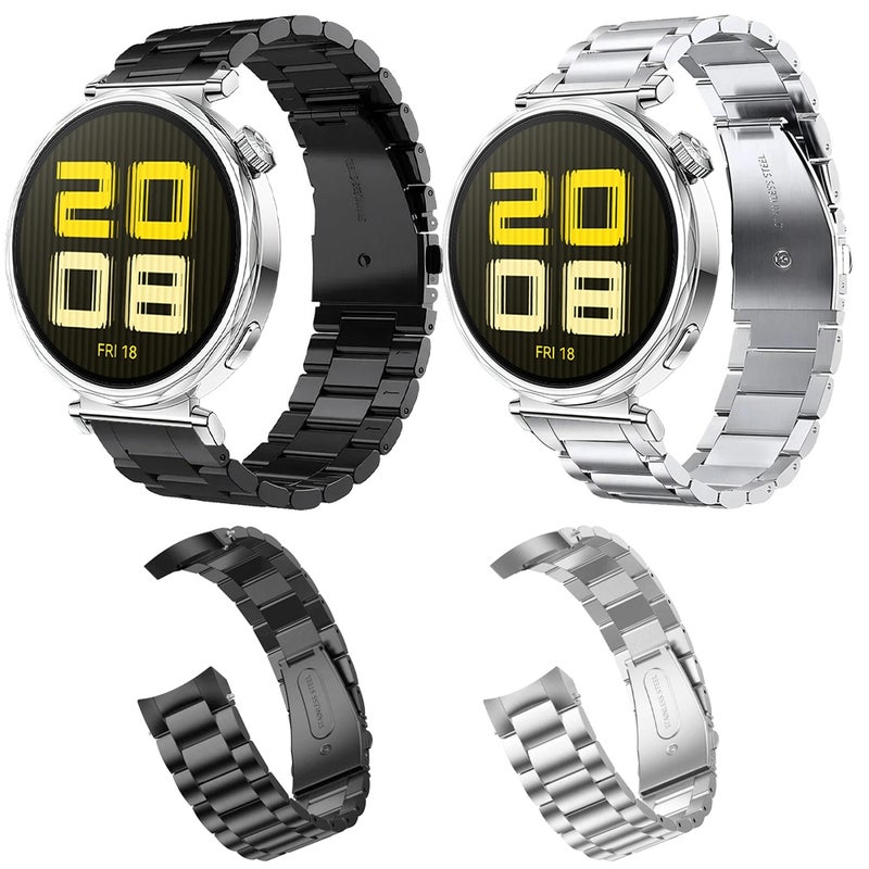 إيروريكس لساعة هواوي جي تي 5 41 مم، سوار ساعة من الفولاذ المقاوم للصدأ بثلاث حبات ومشبك منحني مسطح مقاس 41 مم (أسود) - Image 3