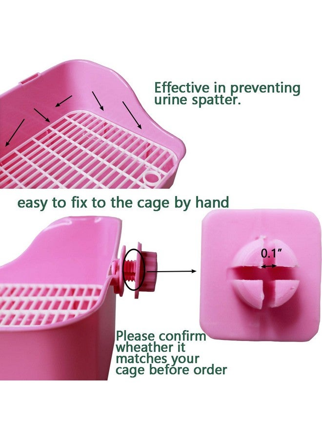 هامليدي صندوق فضلات الأرانب من هاميليدي، قفص بلاستيكي مستطيل الشكل، زاوية لتدريب الأرانب على استخدام المرحاض، فراش للحيوانات الأليفة الصغيرة من شنشيلة وخنزير غينيا وقنفذ النمس (وردي) - Image 5