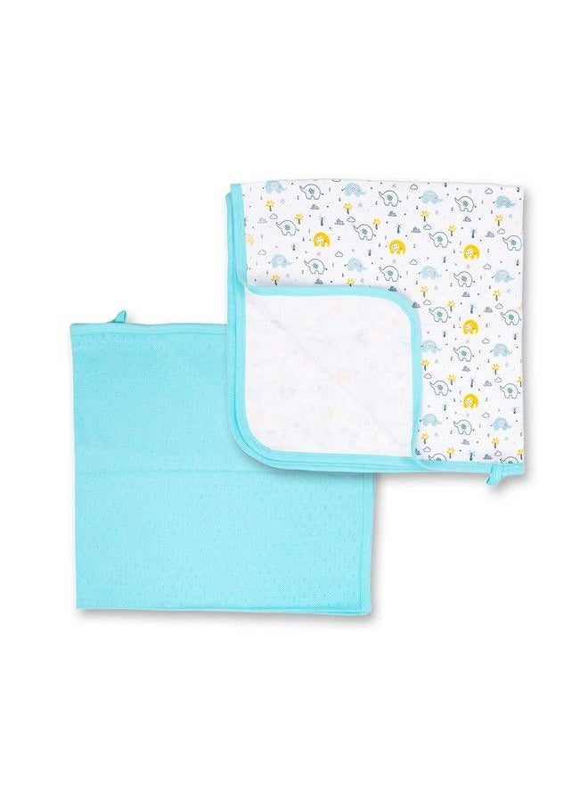 My NewBorn - By 10Club Hooded Baby Cotton Blanket (Elephant Blue) ; Set Of 2 ; Baby Blankets For Newborn (02 Years) ; All Season Soft Hosiery Blanket - Image 1