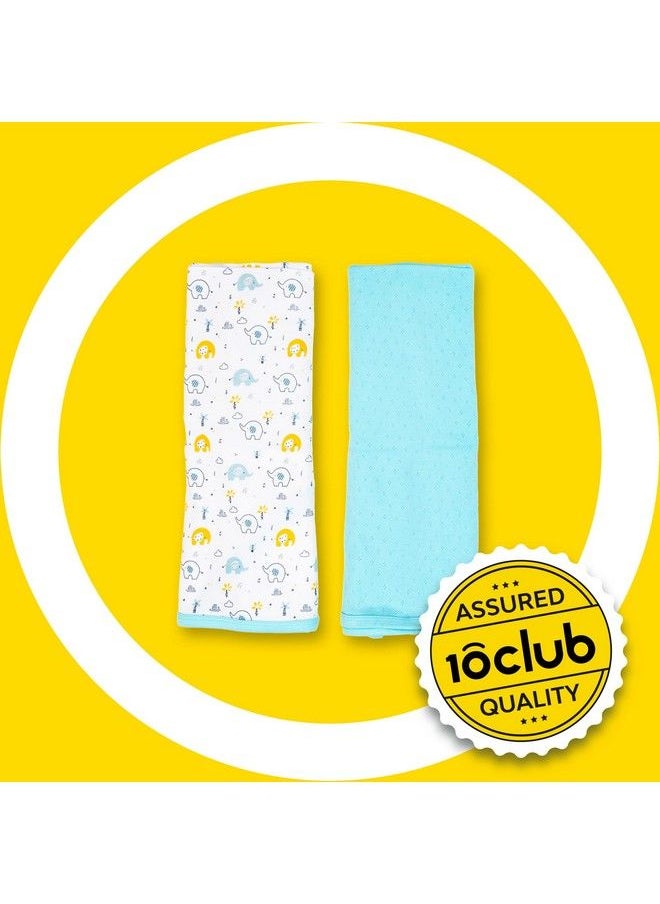 My NewBorn - By 10Club Hooded Baby Cotton Blanket (Elephant Blue) ; Set Of 2 ; Baby Blankets For Newborn (02 Years) ; All Season Soft Hosiery Blanket - Image 1