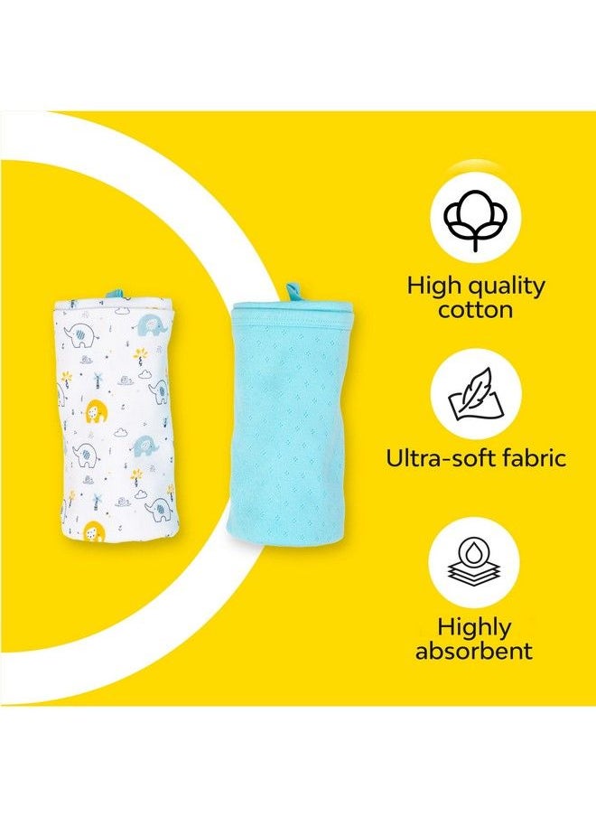 My NewBorn - By 10Club Hooded Baby Cotton Blanket (Elephant Blue) ; Set Of 2 ; Baby Blankets For Newborn (02 Years) ; All Season Soft Hosiery Blanket - Image 1