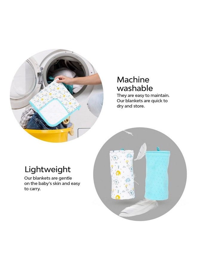My NewBorn - By 10Club Hooded Baby Cotton Blanket (Elephant Blue) ; Set Of 2 ; Baby Blankets For Newborn (02 Years) ; All Season Soft Hosiery Blanket - Image 1