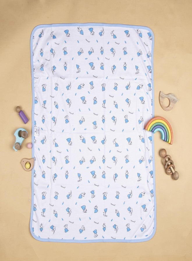 Tinycare Cotton Bath Towel for New Born, Extra Soft Fabric Interlok Printed Towel for Kids/Toddler/Infants, Quick Absorbent, Reusable Napkins Bathing Towels (85 x 60 cm, Blue)_Pack of 1 - Image 3