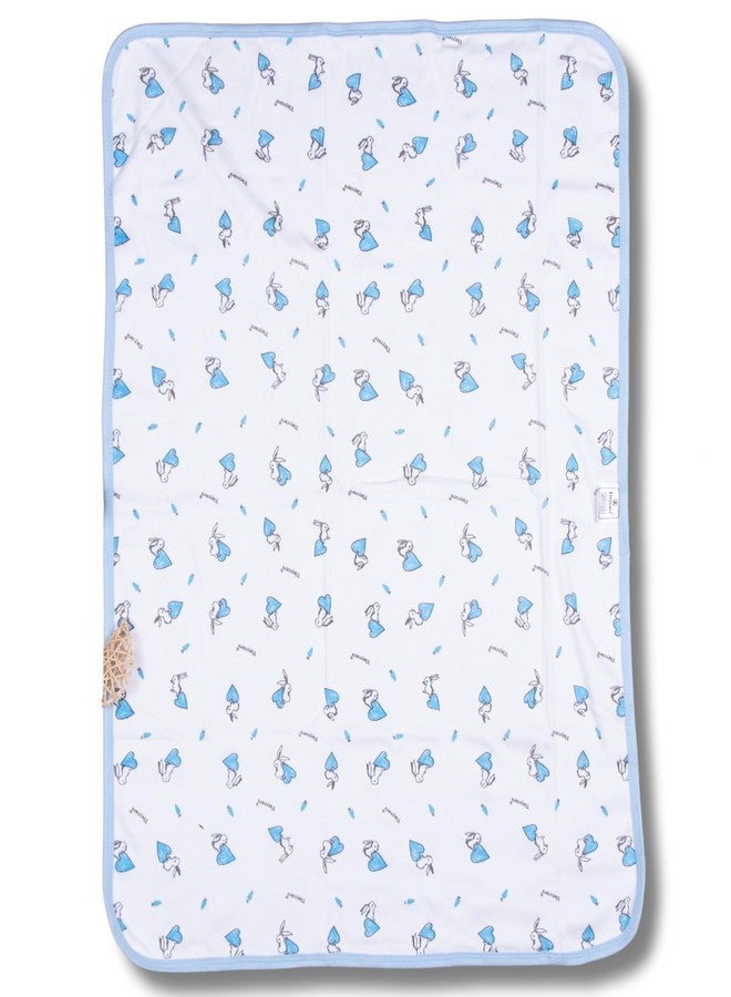 Tinycare Cotton Bath Towel for New Born, Extra Soft Fabric Interlok Printed Towel for Kids/Toddler/Infants, Quick Absorbent, Reusable Napkins Bathing Towels (85 x 60 cm, Blue)_Pack of 1 - Image 1