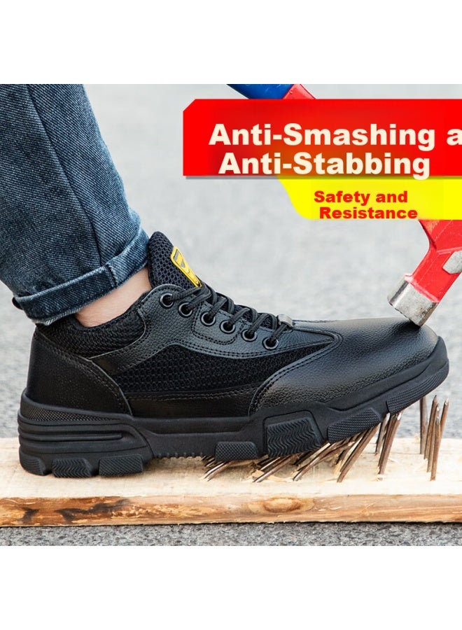 JUNBU Men'S Summer Breathable Steel Toe Anti-Smashing Anti-Piercing Lightweight Anti-Odor Safety Work Shoes 1020D Size 45 - Image 4