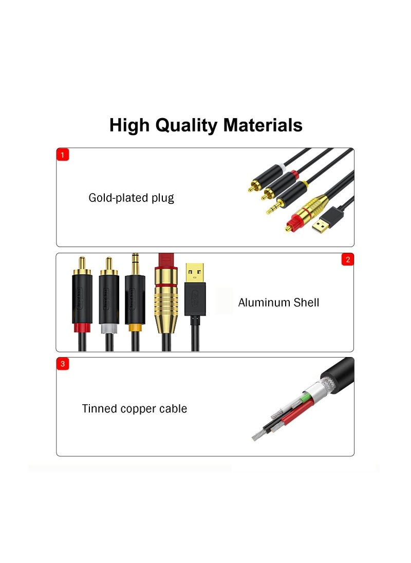 Y&D Digital Fiber Optical to Analog 2RCA +3.5mm Jack Stereo Audio Cable, for PS4, Xbox, HDTV, DVD, Headphone (3 meters)  - Image 5