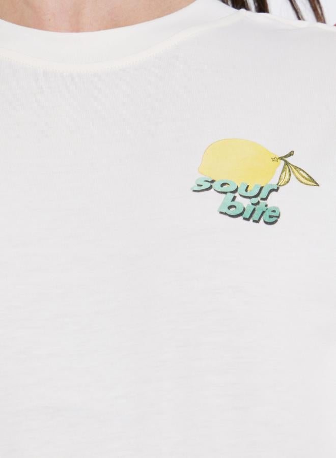 Take Two Cream Graphic Print Oversized T-Shirt - Image 4