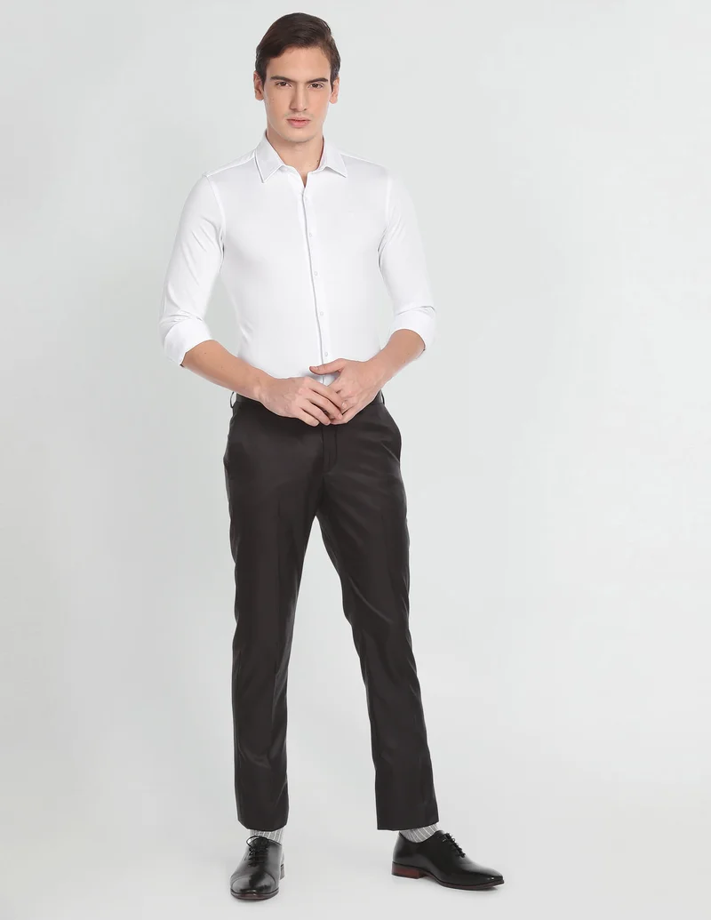 Arrow White Knitted Point Collar Solid Shirt for Men | Best Price UAE