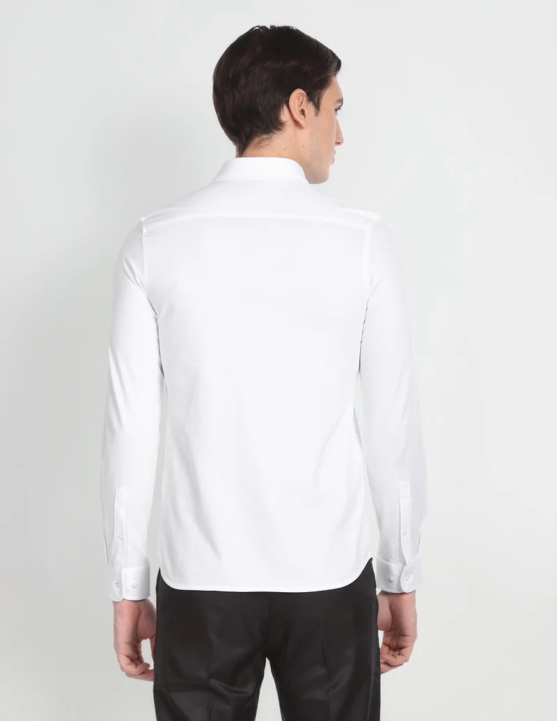 Arrow White Knitted Point Collar Solid Shirt for Men | Best Price UAE