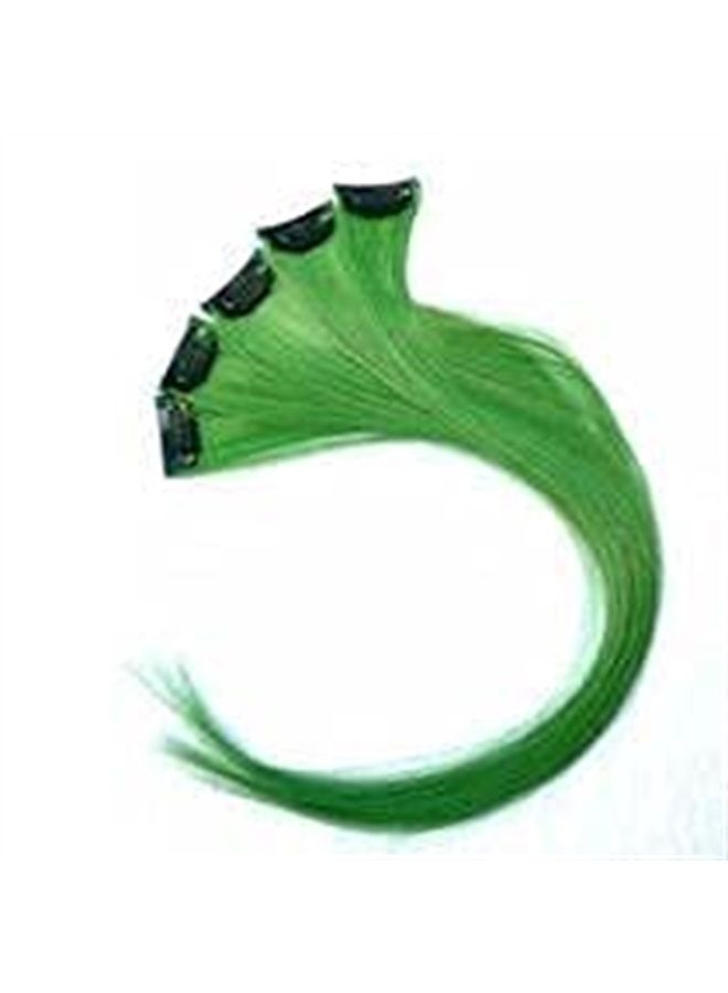 Funyn 18 Inch High light Clip in Human Hair Extensions Straight Clip on Highlights Hair Extensions 6 Pieces/set (Green) - Image 1
