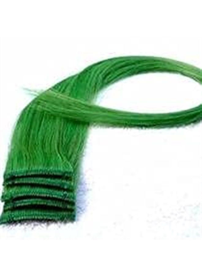 Funyn 18 Inch High light Clip in Human Hair Extensions Straight Clip on Highlights Hair Extensions 6 Pieces/set (Green) - Image 2