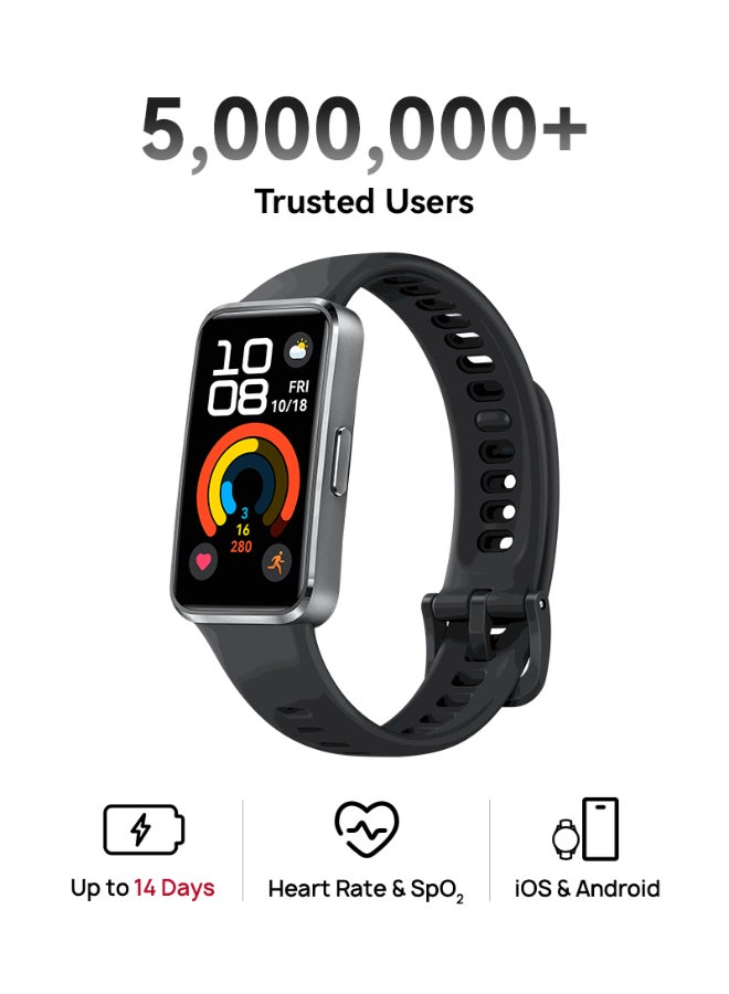HUAWEI Band 10 Smartwatch, Metallic Design, iOS Android, Pro-Level Sleep Analysis, Fast Charging And Robust Battery Life, Sleek Aluminum Alloy Case Matte Black - Image 1
