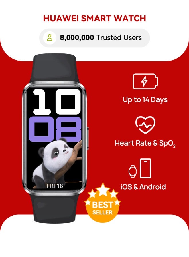 هواوي ساعة ذكية من باند 10، تصميم معدني، متوافقة مع iOS وAndroid، تحليل نوم احترافي، شحن سريع وعمر بطارية قوي، هيكل من سبائك الألمنيوم الأنيق - Image 1