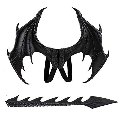MANO Halloween Dragon Costume Cosplay Carnival Wings Tail AccessoryBlack - Image 1