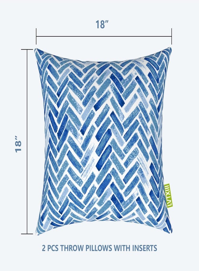LVTXIII Outdoor/Indoor Throw Pillows, Decorative Throw Pillows with Inserts, 18”x18” Square Pillows for Bed, Couch, Sofa and Patio Furniture (Set of 2, Blue Bricks) - Image 3