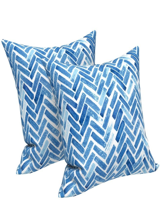 LVTXIII Outdoor/Indoor Throw Pillows, Decorative Throw Pillows with Inserts, 18”x18” Square Pillows for Bed, Couch, Sofa and Patio Furniture (Set of 2, Blue Bricks) - Image 1