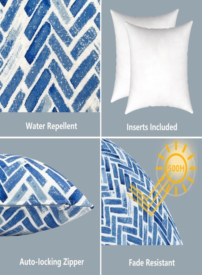LVTXIII Outdoor/Indoor Throw Pillows, Decorative Throw Pillows with Inserts, 18”x18” Square Pillows for Bed, Couch, Sofa and Patio Furniture (Set of 2, Blue Bricks) - Image 4