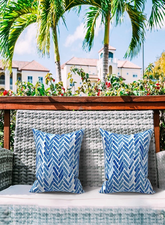 LVTXIII Outdoor/Indoor Throw Pillows, Decorative Throw Pillows with Inserts, 18”x18” Square Pillows for Bed, Couch, Sofa and Patio Furniture (Set of 2, Blue Bricks) - Image 2