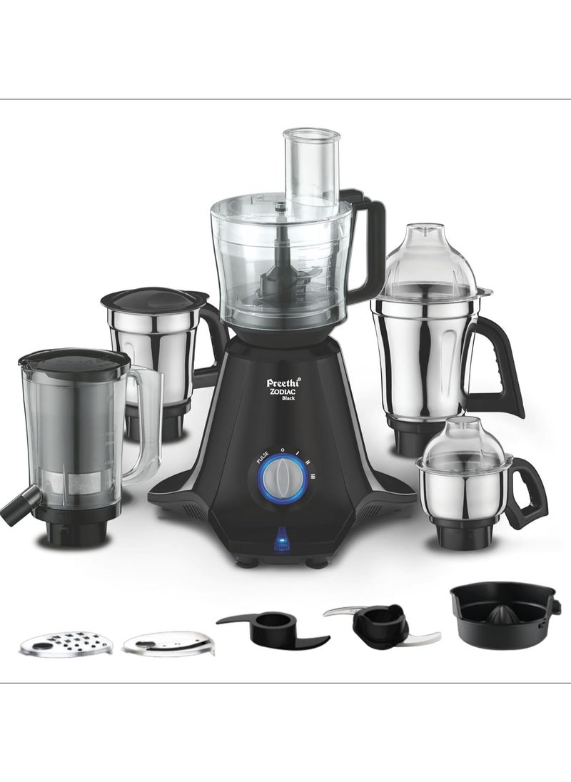 Generic Preethi Zodiac Black Mixer Grinder for Kitchen, 5 Jars 750 Watt Mixie with Chutney Jar, Dry Grinding, Batter Grinding, Juicer & Masterchef Jar for chopping/grating (MG-261)  - Image 1