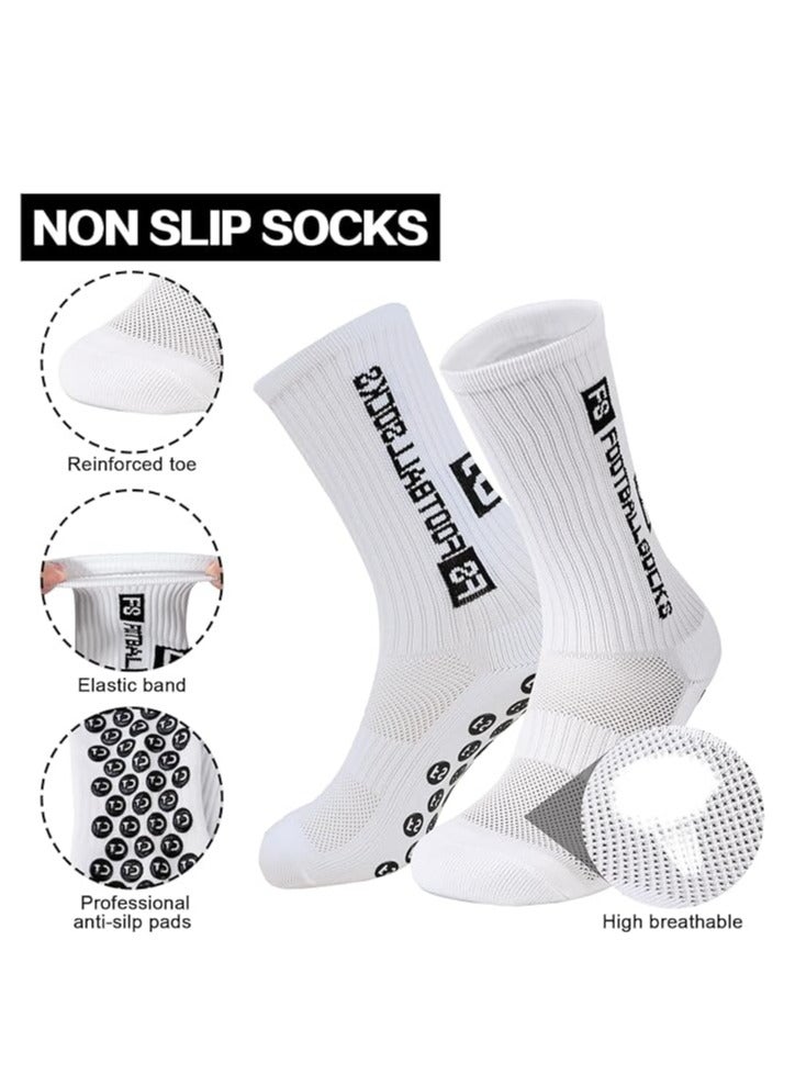 SYOSI 3 Pairs Grip Socks Football Socks for Men Cushioned Non Slip Football Socks Basketball Hockey Sports Anti Slip Socks for Children Teenagers - Image 2