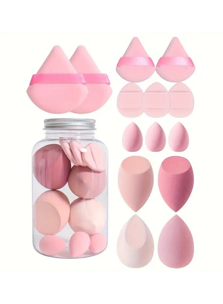 Generic 14-Piece Makeup Sponge Set- Multi soft color Mini Makeup Sponge, Powder Puff Long Lasting Beauty Sponge Wet & Dry Use for Women (Pink)  - Image 1
