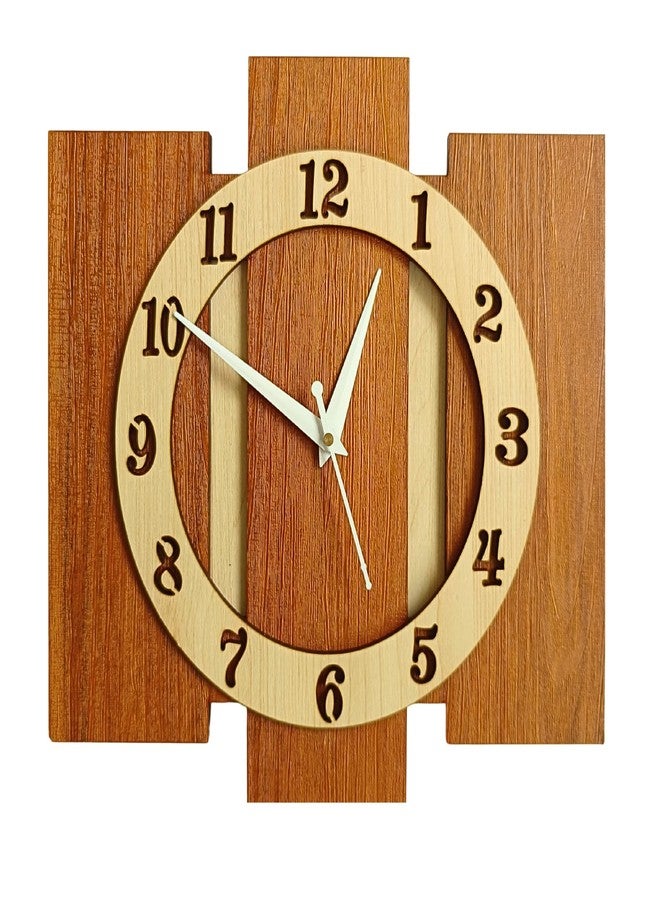 Nozvera Wooden Analog Wall Clock for Home Decor | Stylish Designer Wall Clock for Bedroom, Living Room, Office | 12 Inch Decorative Fancy Wall Clock for Home, Modern Clock Wall (Wooden Analog) - Image 1