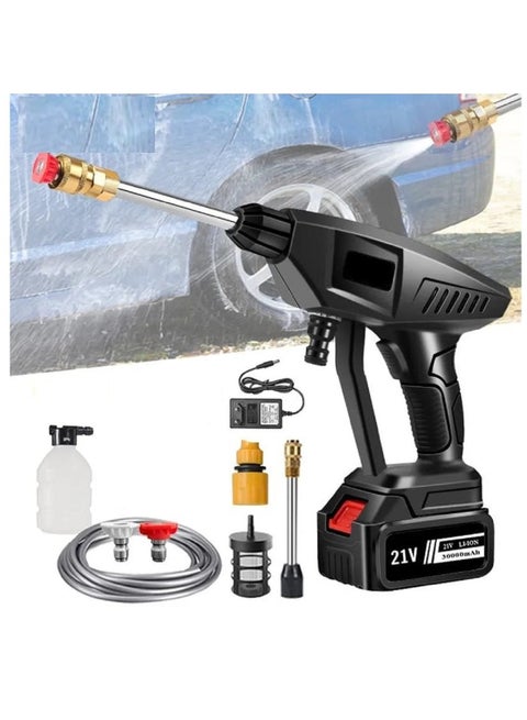 VEVOR Cordless Pressure Washer, 580-PSI 1.1 GPM Portable Power Cleaner Handheld High Pressure Car Washer Gun With 4 0ah Battery Charger Black